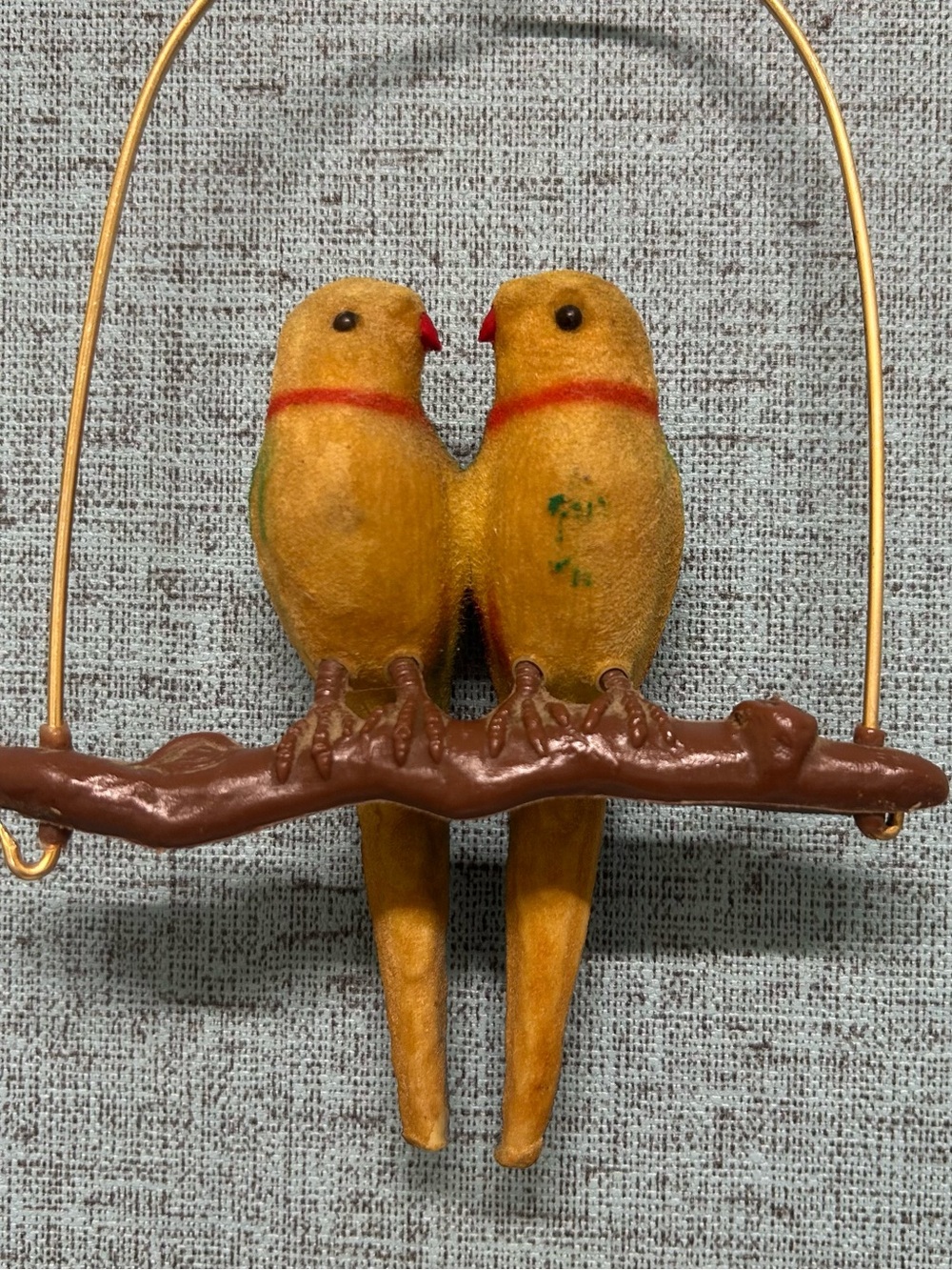 Vintage Felted Parrot Hanging Statue, Colorful Lovebirds Decor - Picture 2 of 4